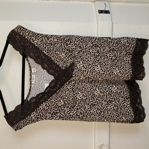 Cato -Animal Printing Wrap V-Neck with Lace detail- Large